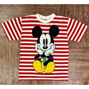 Vintage Mickey Mouse shirt All Over Print Pin striped 90s Disney & Co. shirt S